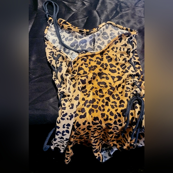 Vintage Leopard 1980s One-Piece Swimsuit, Side Ties. Size Small Beach Fun - Picture 9 of 12